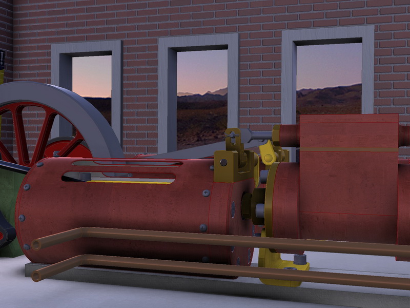 Horizontal Twin Steam Engines in Factory Layout